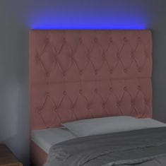 Greatstore Čelo postele s LED růžové 100x7x118/128 cm samet