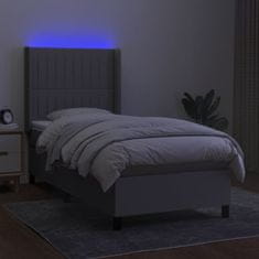 Vidaxl Box spring postel s matrací a LED světle šedá 80x200 cm textil