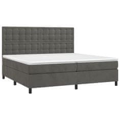 Greatstore Box spring postel s matrací tmavě šedá 200x200 cm samet