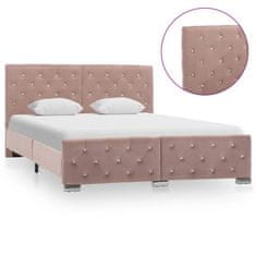 Vidaxl Rám postele růžový textil 140 x 200 cm