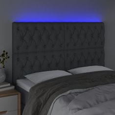 Greatstore Čelo postele s LED tmavě šedé 160x7x118/128 cm textil