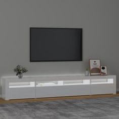 Greatstore TV skříňka s LED osvětlením bílá vysoký lesk 240x35x40 cm