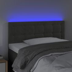 Greatstore Čelo postele s LED tmavě šedé 90x5x78/88 cm samet