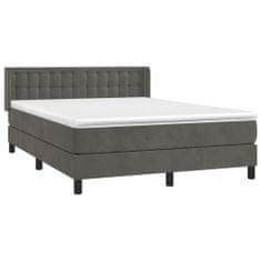 Greatstore Box spring postel s matrací tmavě šedá 140x200 cm samet