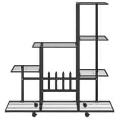 Greatstore Stojan na květiny na kolečkách 94,5 x 25 x 92,5 cm černý kov