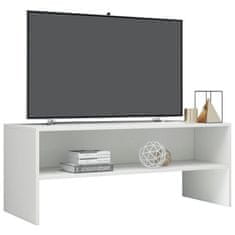 Greatstore TV stolek bílý s vysokým leskem 100 x 40 x 40 cm dřevotříska