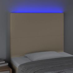 Greatstore Čelo postele s LED krémové 80x5x118/128 cm textil