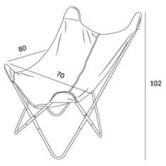Homla Křeslo BUTTERFLY s kovovým rámem - látka ecru 70x80x102 cm