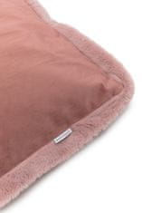 Homla DENI velurový povlak na polštář s kožešinovým lemem špinavě růžový 45x45 cm