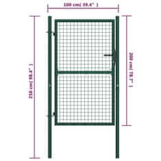 Greatstore Plotová branka ocel 100 x 200 cm zelená