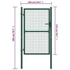 Vidaxl Plotová branka ocel 100 x 150 cm zelená