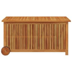 Greatstore Zahradní úložný box s kolečky 113 x 50 x 58 cm masivní akácie