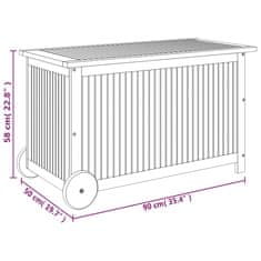 Greatstore Zahradní úložný box s kolečky 90 x 50 x 58 cm masivní akácie