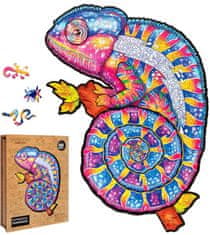 Puzzler DŘEVĚNÉ BAREVNÉ PUZZLE - Hypnotický chameleon