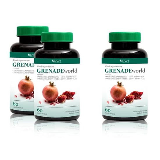 HERBAL WORLD GRENADEworld - měsíční kúra - 2 (+1 zdarma) - Granátové jablko z nejžádanějších BIO odrůd