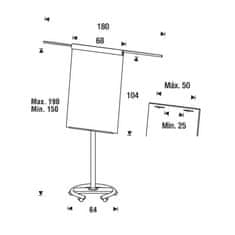 rocada Flipchart / stolek (2v1) Rocada 618, magnetický, na kolečkách, výškově nastavitelný