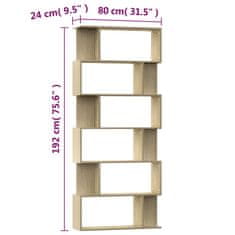 Vidaxl Knihovna/zástěna do pokoje dub sonoma 80x24x192 cm dřevotříska