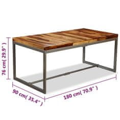 Vidaxl Jídelní stůl masivní sheeshamové dřevo a ocel 180 cm