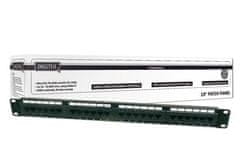 Digitus CAT 5e patch panel, nestíněný, 24 portů RJ45, 8P8C, LSA, 1U, do stojanu, černý, 482x44x109