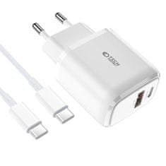 Tech-protect C20W síťová nabíječka USB / USB-C 20W QC PD + kabel USB-C, bíla