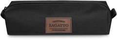 ZAGATTO Školní penál, unisex, černý, jedna přihrádka, zip, nášivka s logem, 22x6x6 cm, tubusový penál, pro univerzitu, do školy, jako kosmetická taška, ZG717