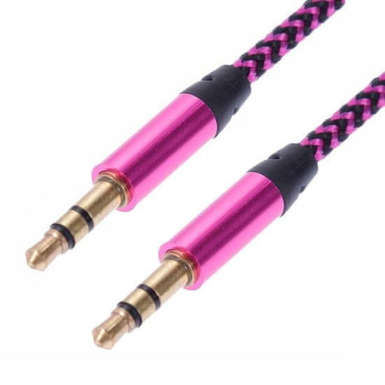 Northix 1m tkaný 3,5mm Aux kabel - růžový