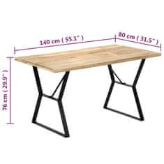 Vidaxl Jídelní stůl 140 x 80 x 76 cm masivní mangovníkové dřevo