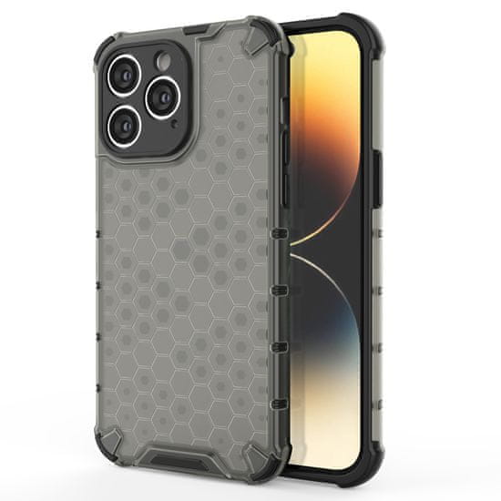 OEM Honeycomb pancéřové pouzdro se silikonovým rámem pro iPhone 14 PRO MAX 6.7" Black