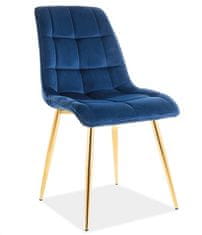 CASARREDO Jídelní čalouněná židle SIK VELVET granátově modrá/zlatá