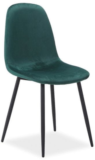 CASARREDO Jídelní čalouněná židle FOKS VELVET zelená/černá