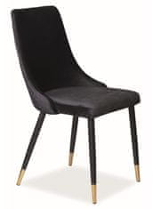 CASARREDO Jídelní čalouněná židle NOPI velvet černá/černá/zlatá