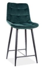 CASARREDO Barová čalouněná židle SIK VELVET zelená/černá