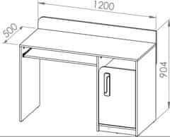 CASARREDO Psací stůl VILLOSA šedá/bílá/růžová