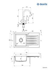Deante Zorba grafit - granitový dřez včetně baterie, 1 - bowl s odkapávačem (ZQZV2113)