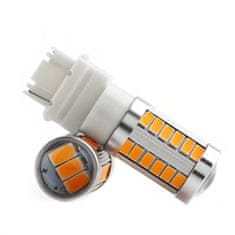 Rabel LED autožárovka P27W 3156 33 smd 5630 DRL ORANŽOVÁ s čočkou