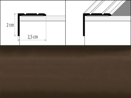 Effector Přechodové lišty A36 - SCHODOVÉ šířka 2,5 x výška 2 x délka 90 cm - bronzová