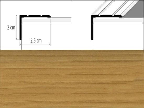 Effector Přechodové lišty A36 - SCHODOVÉ šířka 2,5 x výška 2 x délka 90 cm - dub