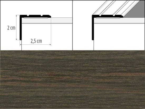 Effector Přechodové lišty A36 - SCHODOVÉ šířka 2,5 x výška 2 x délka 90 cm - wenge kongo