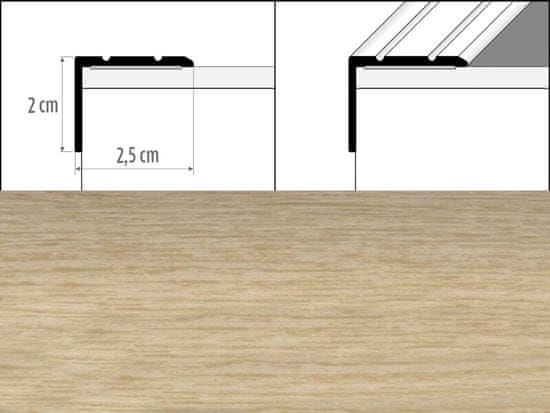 Effector Přechodové lišty A36 - SCHODOVÉ šířka 2,5 x výška 2 x délka 90 cm - dub mocca