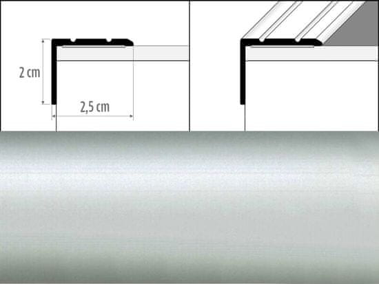 Effector Přechodové lišty A36 - SCHODOVÉ šířka 2,5 x výška 2 x délka 90 cm - stříbrná