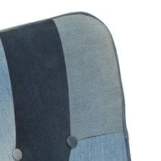 Vidaxl Houpací křeslo s podnožkou modré denim patchwork plátno