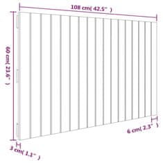 Vidaxl Nástěnné čelo postele černé 108x3x60 cm masivní borové dřevo