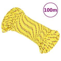 Vidaxl plachetní lano vidaXL, žluté, 3 mm, 100 m, polypropylen