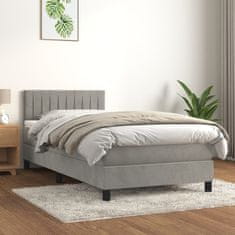 Vidaxl Box spring postel s matrací světle šedá 90x200 cm samet