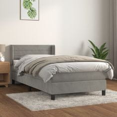 Vidaxl Box spring postel s matrací světle šedá 90x200 cm samet