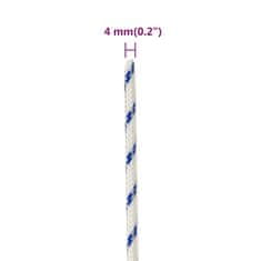 Vidaxl Lodní lano bílé 4 mm 50 m polypropylen