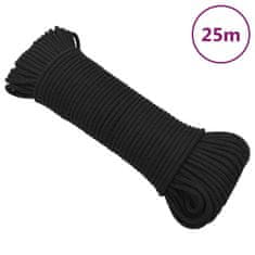 Greatstore Lodní lano celočerné 3 mm 25 m polypropylen