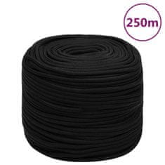 Greatstore Pracovní lano černé 6 mm 250 m polypropylen