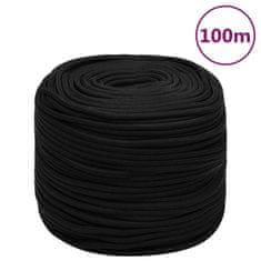 Greatstore Pracovní lano černé 10 mm 100 m polyester