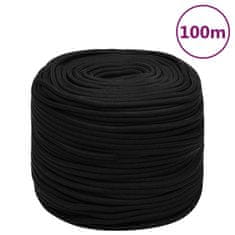 Vidaxl Pracovní lano černé 8 mm 100 m polyester